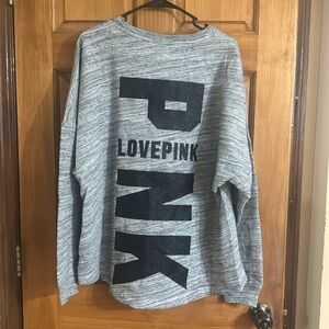 NEW PINK Victoria Secret Gray Glitter Crewneck